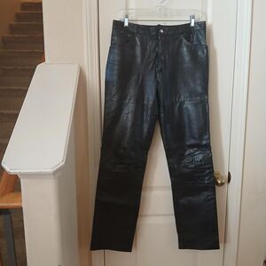 Vintage 70s Wilsons Suede & Leather Black Leather Straight Leg Pants 30x32 Biker